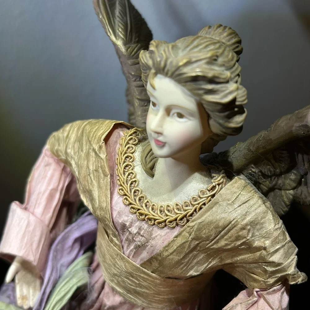 Vintage Angel Cartapesta-style paper-mache Christmas tree topper / statue